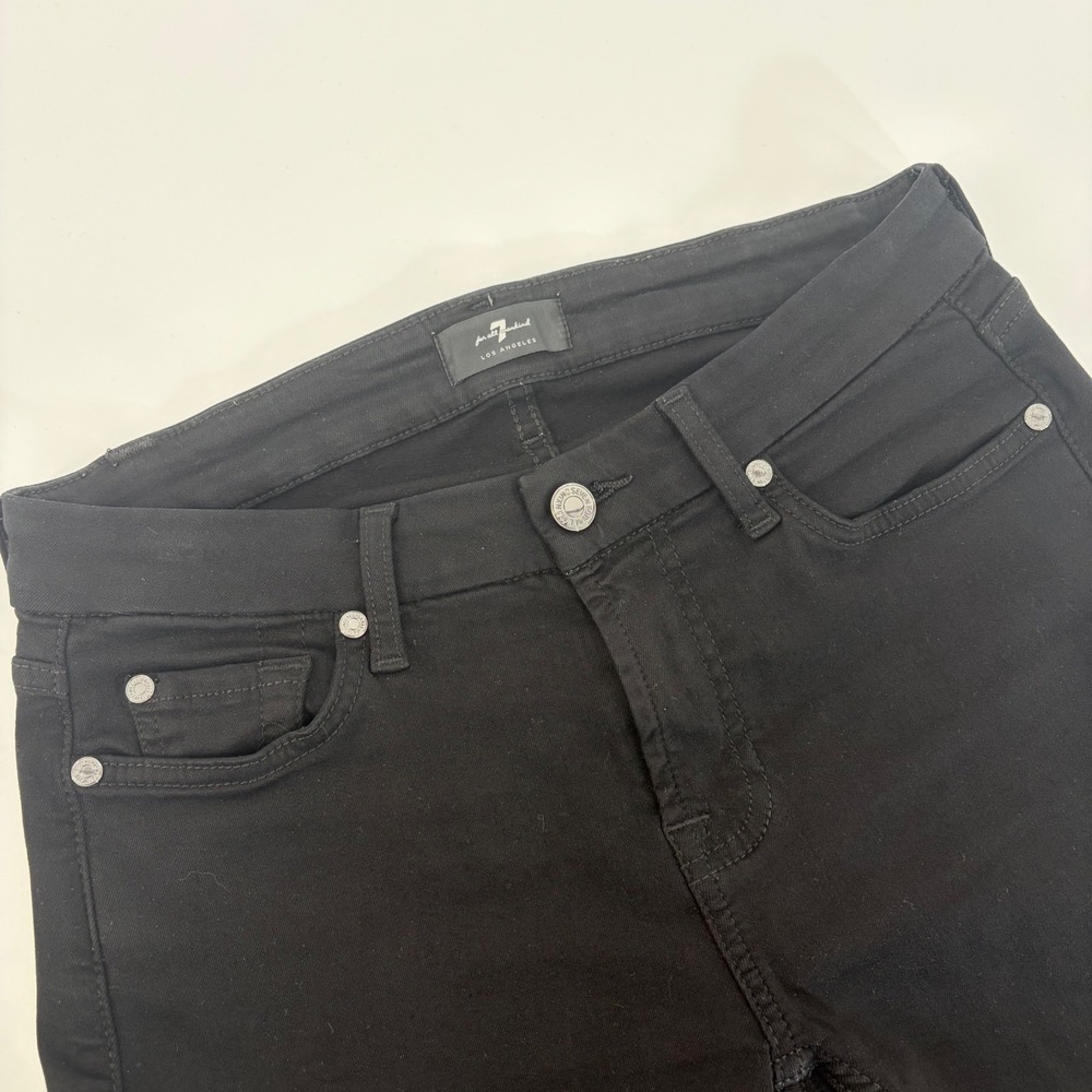 7 For All Mankind The Ankle Skinny Black Jeans Women 25